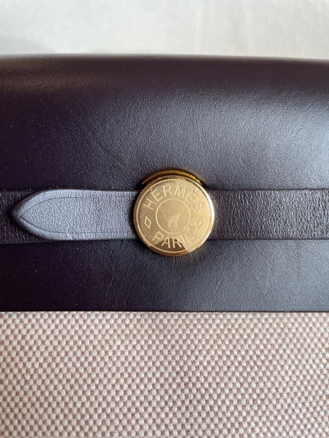 Hermes 愛馬仕 herbag mini 帆布拼皮 金屬:金扣 k刻 附件:無。-4