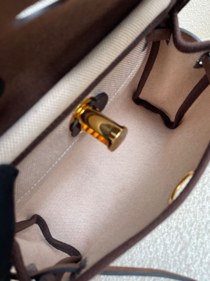 Hermes 愛馬仕 herbag mini 帆布拼皮 金屬:金扣 k刻 附件:無。-18