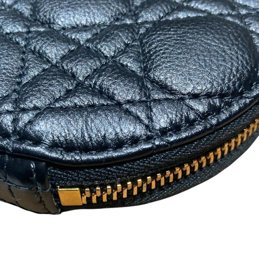CHRISTIAN DIOR 迪奧 CARO ROUND POUCH WITH CHAIN 黑色 小牛皮 金釦-5