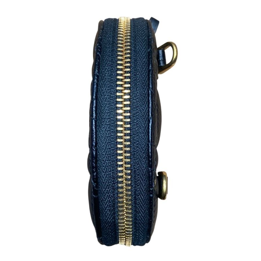 CHRISTIAN DIOR 迪奧 CARO ROUND POUCH WITH CHAIN 黑色 小牛皮 金釦-9