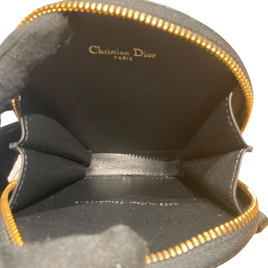 CHRISTIAN DIOR 迪奧 CARO ROUND POUCH WITH CHAIN 黑色 小牛皮 金釦-10