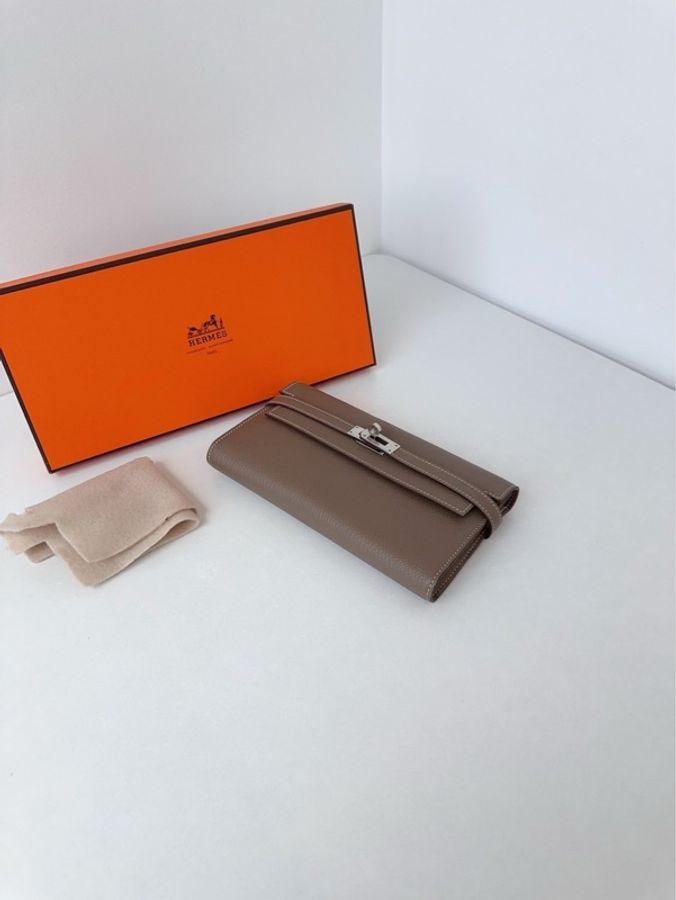 Hermès 愛馬仕🐎大象灰銀扣Kelly Long長錢夾💗98新✨-6