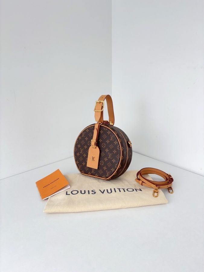 Louis Vuitton路易威登👑 Petite Boite Chapeau 高工價款老花圓餅💕 硬餅盒子手拎包💗 單肩斜挎包98新✨2018芯片 尺寸19*17*8-3
