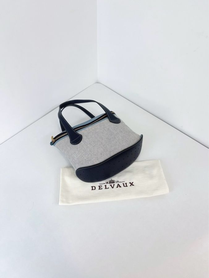 Delvaux德爾沃🫶🏻swing搖搖馬 手提飯盒包 拼牛仔藍/黑皮💕98新✨ 尺寸24*20*8-6