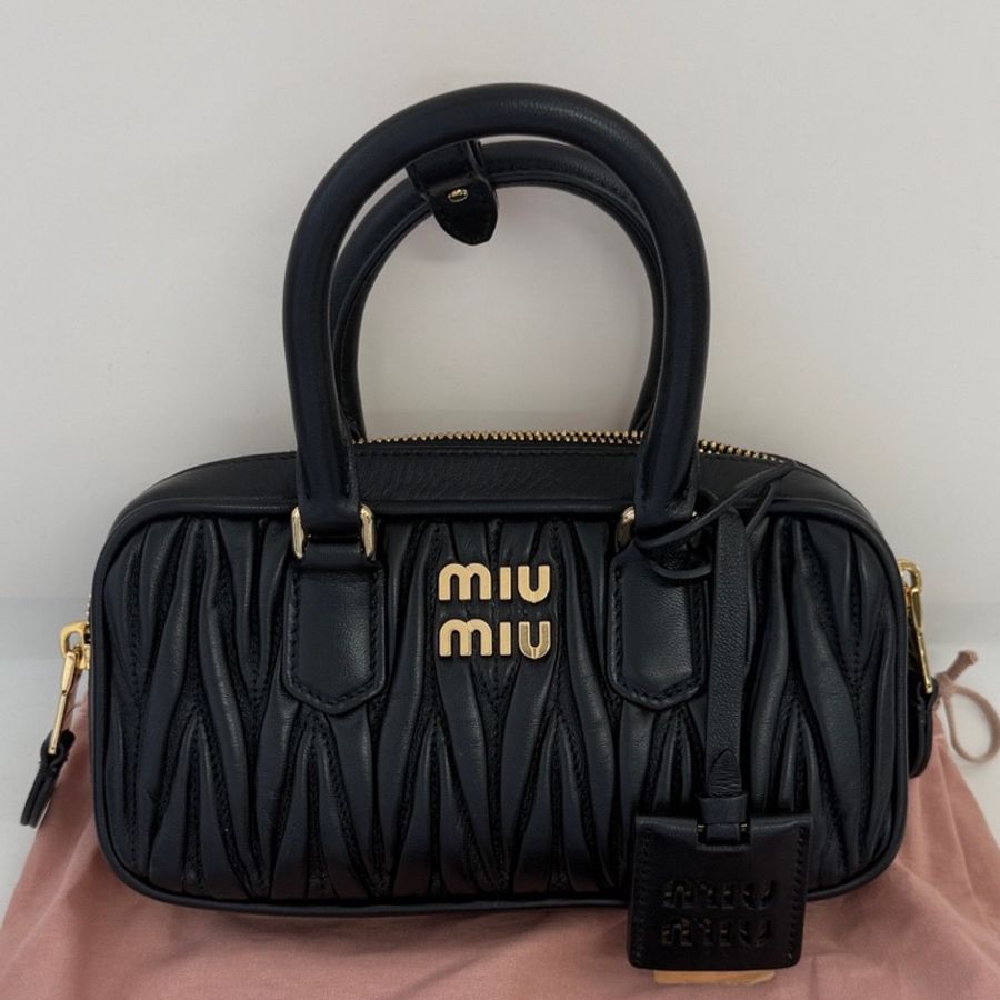 miumiu 繆繆 褶皺保齡球 mini 黑色 附件 塵袋-0