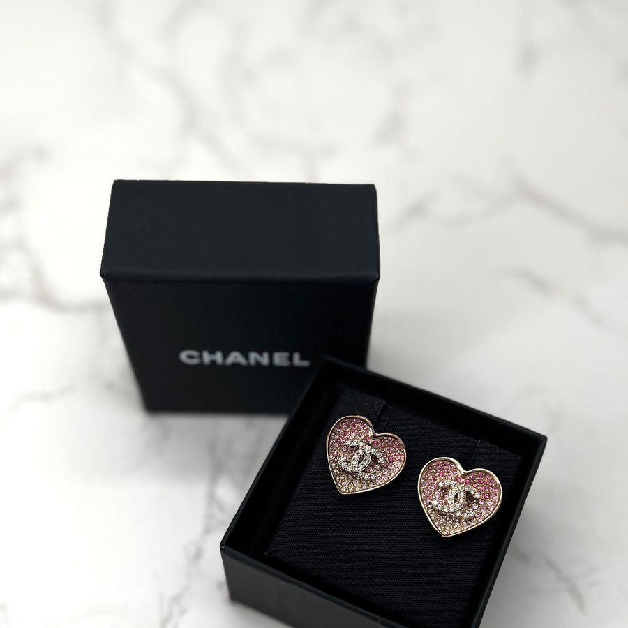 香緹國際精品 CHANEL 23P 水鑽 愛心 耳環 1185-0
