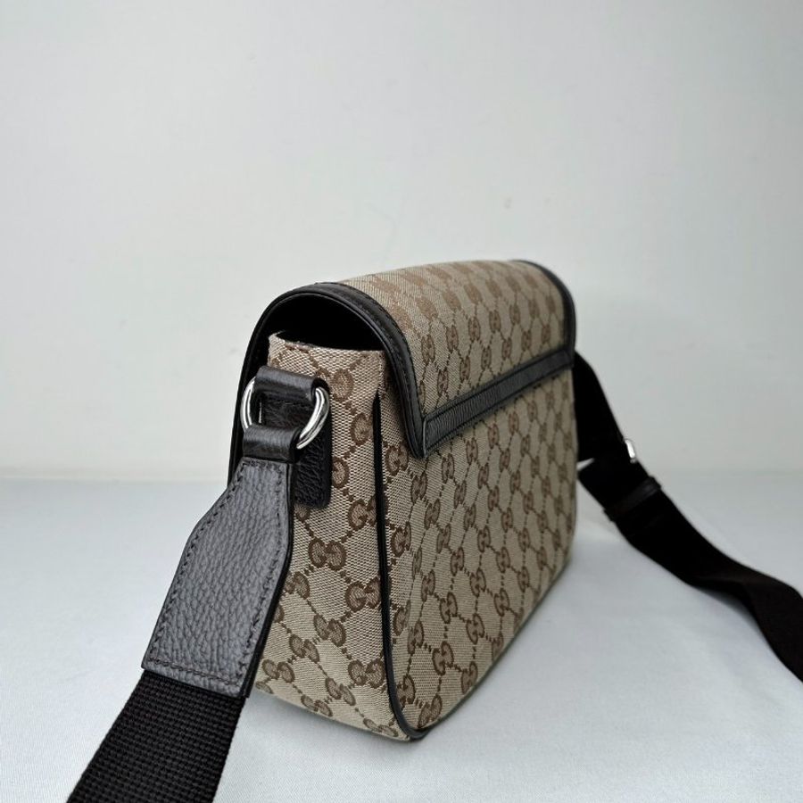 GUCCI 全新老花帆布郵差包-5