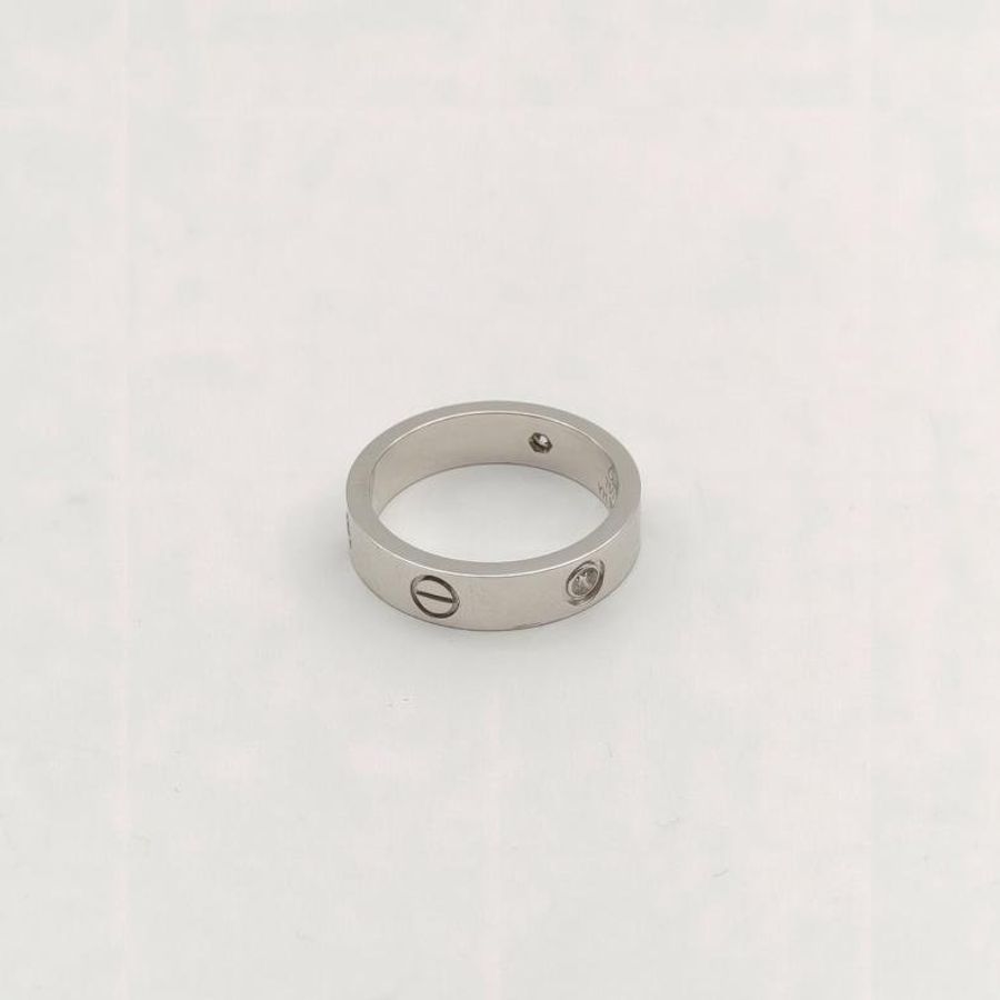 CARTIER LOVE三鑽戒指18K白金/鑽石63-3