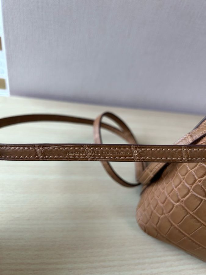 Hermes 愛馬仕 mini bolide鱷魚 牛皮紙 金扣-2