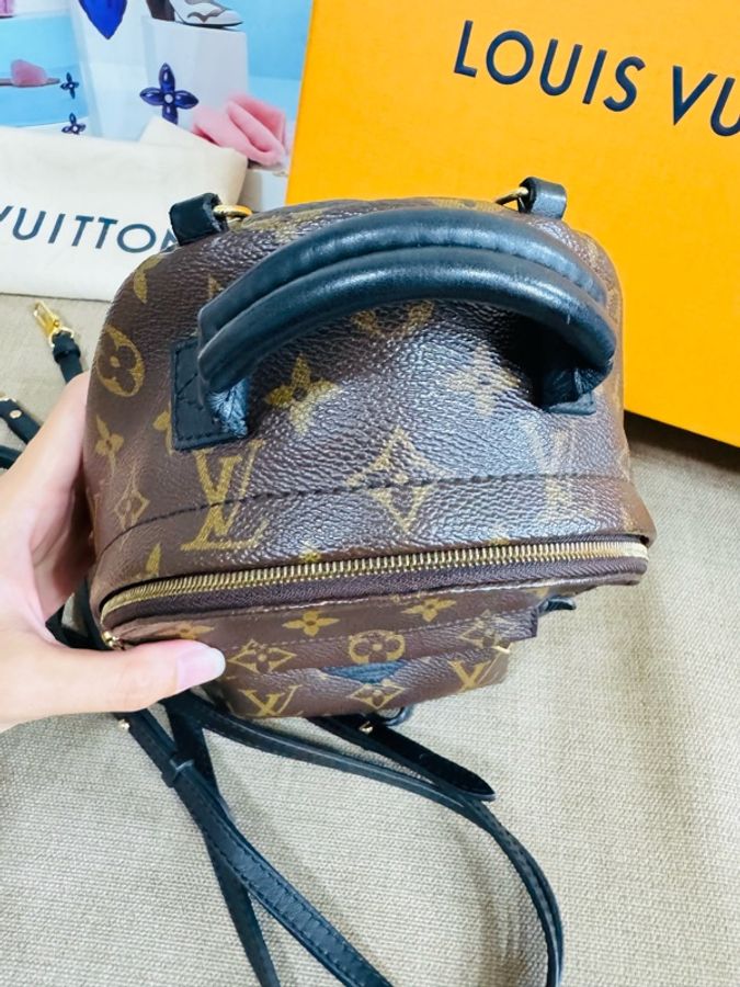 ✨售 二手真品 LV M44873 Palm Springs Mini 新版拉鏈 小書包 後背包-15