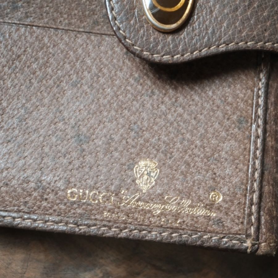 Gucci Accessory Collection 1980s 經典雙G老花雙面折疊短夾/皮夾/錢包-6