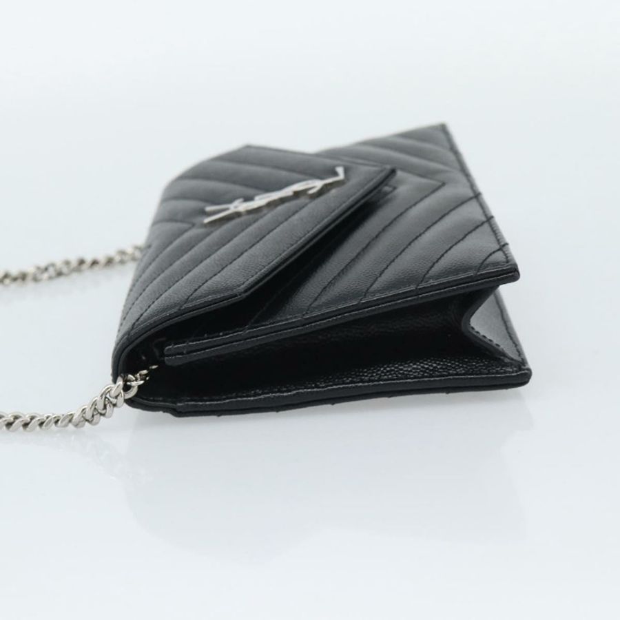 【日本直送】SAINT LAURENT 鏈條單肩包 皮革 黑色 銀色 742920 正品 ka5481V-2