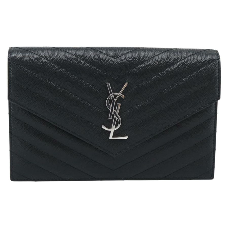 【日本直送】SAINT LAURENT 鏈條單肩包 皮革 黑色 銀色 742920 正品 ka5481V-12