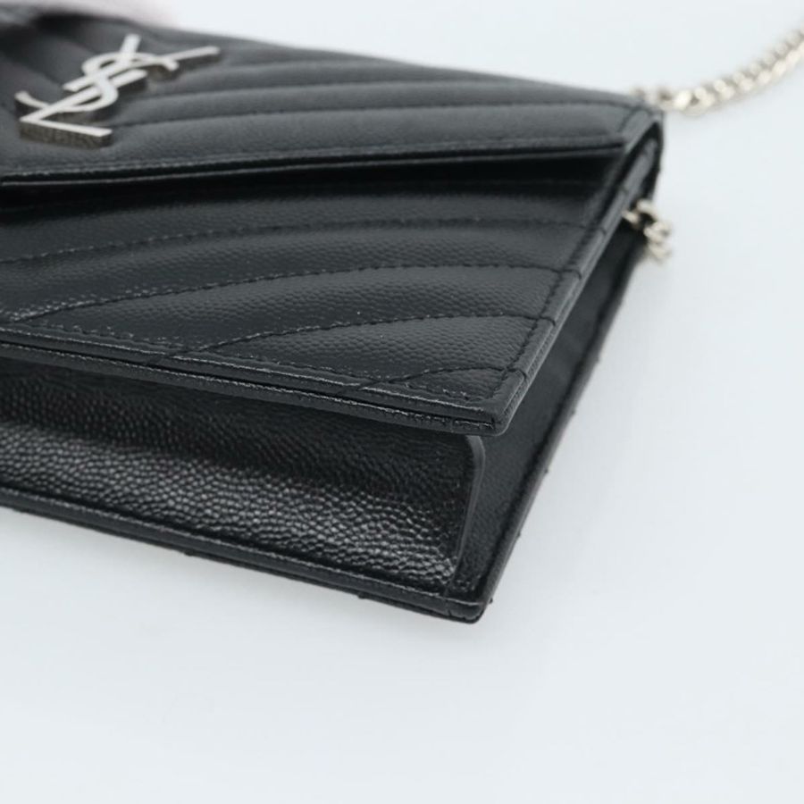 【日本直送】SAINT LAURENT 鏈條單肩包 皮革 黑色 銀色 742920 正品 ka5481V-13