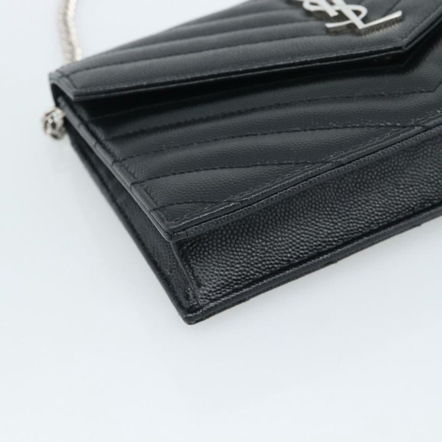【日本直送】SAINT LAURENT 鏈條單肩包 皮革 黑色 銀色 742920 正品 ka5481V-14