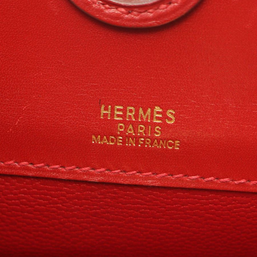 HERMES Darvi MM 手提包 Box 小牛皮 Rouge vif 二手女款 A GHW-3