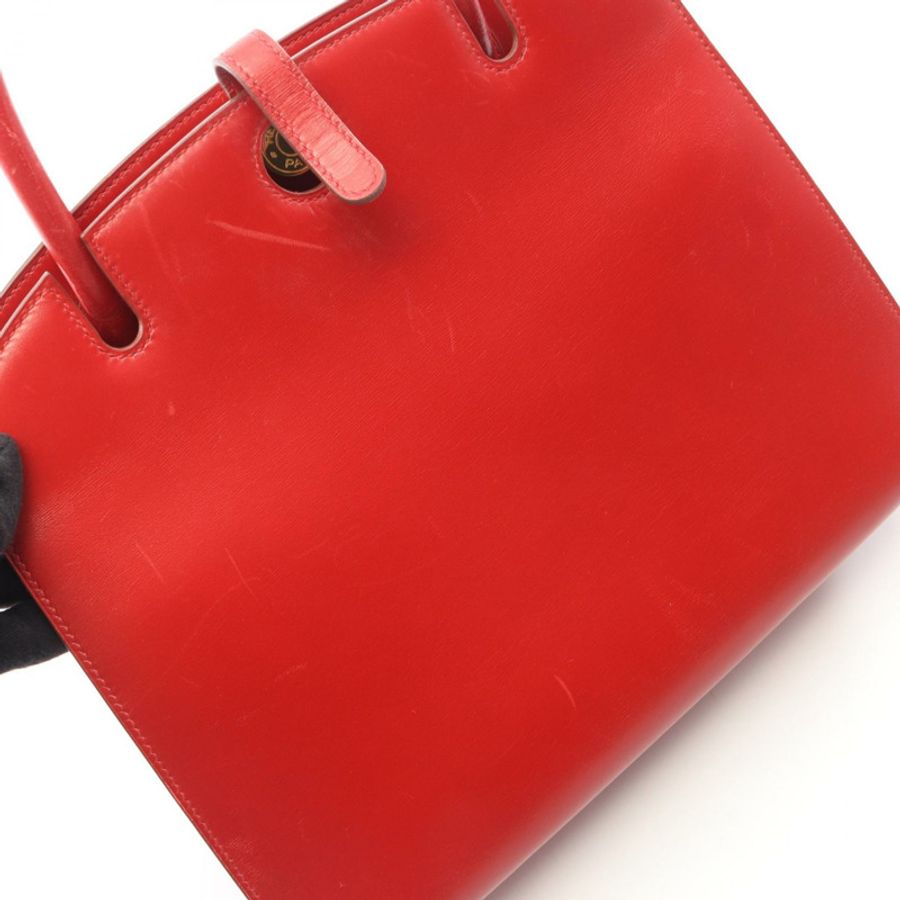 HERMES Darvi MM 手提包 Box 小牛皮 Rouge vif 二手女款 A GHW-5
