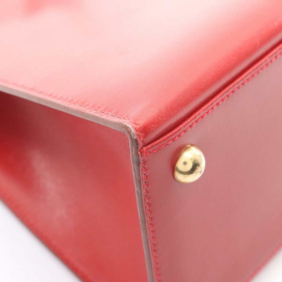 HERMES Darvi MM 手提包 Box 小牛皮 Rouge vif 二手女款 A GHW-6