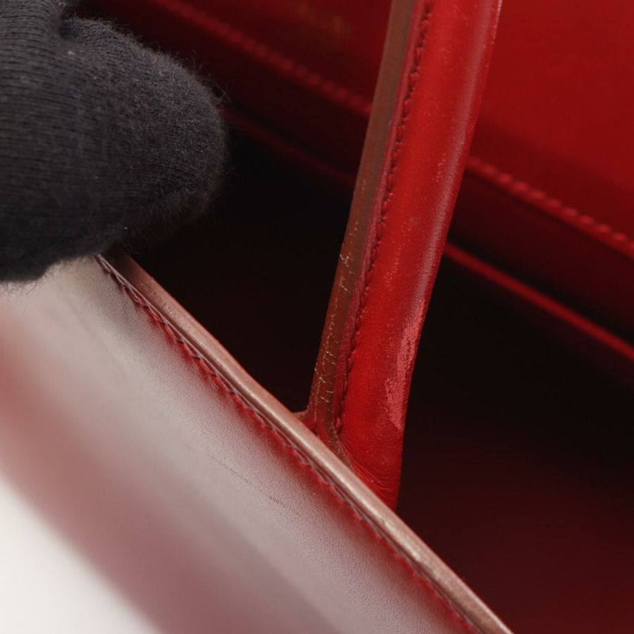 HERMES Darvi MM 手提包 Box 小牛皮 Rouge vif 二手女款 A GHW-11