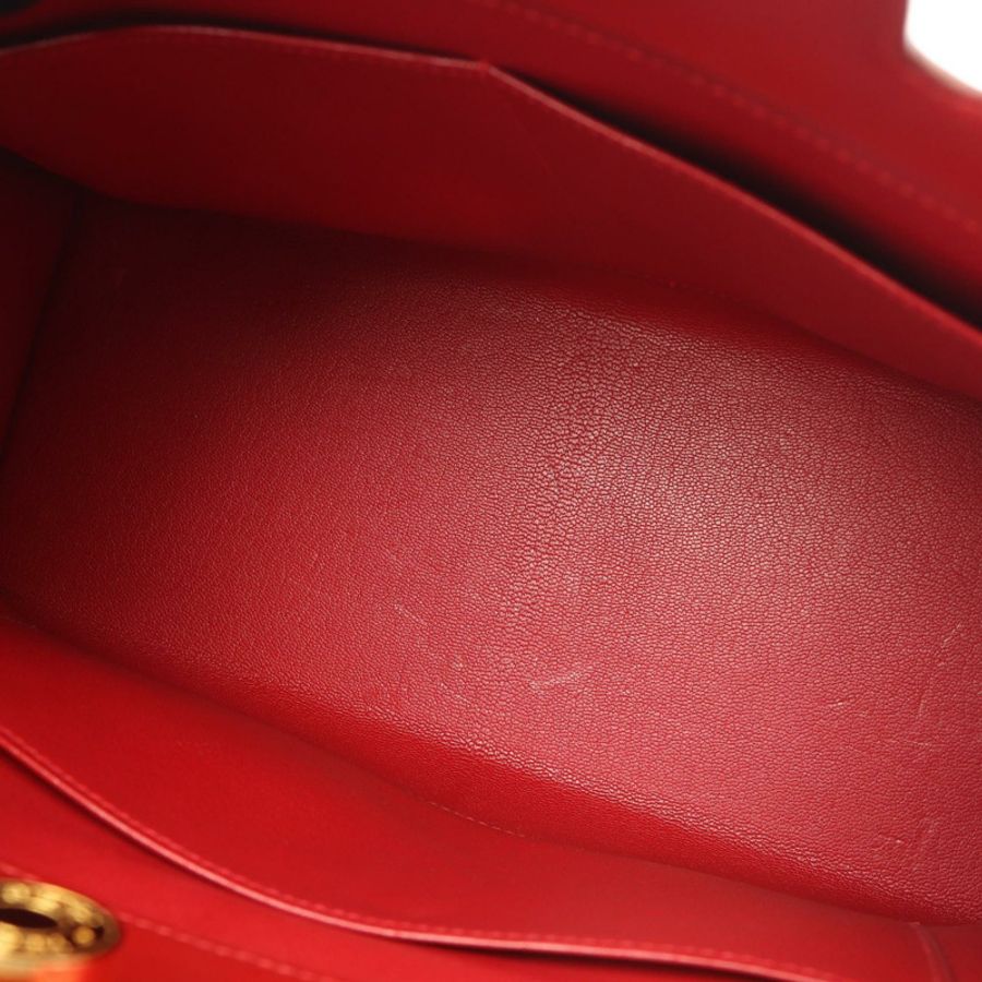 HERMES Darvi MM 手提包 Box 小牛皮 Rouge vif 二手女款 A GHW-12
