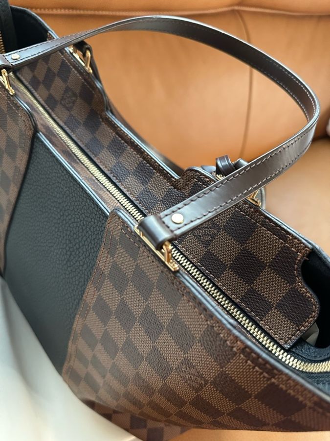 【專櫃真品】LV N44023 Jersey 棋盤格拼接黑色牛皮 兩用托特包／托特肩背兩用包-6