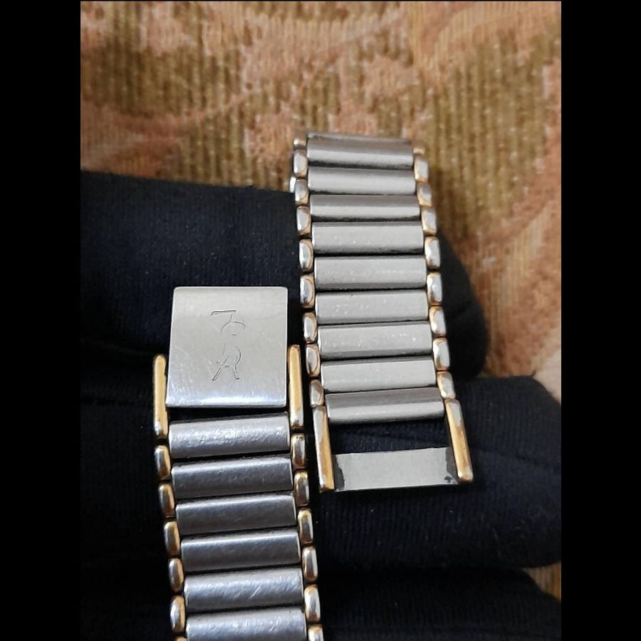 Yves Saint Laurent 正版絕版 稀有古董錶 日期顯示 鍍金 日本水銀電池 生活防水 可正常使用 中性石英錶 手圍19公分 請看商品敘述-22