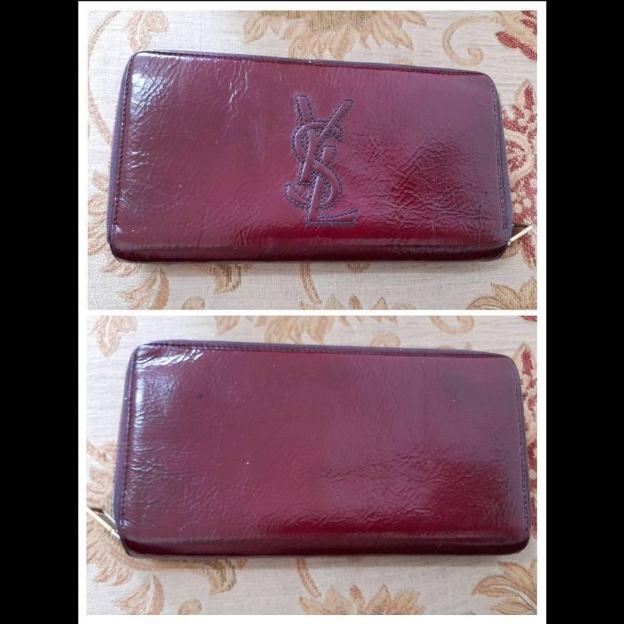 Yves Saint Laurent 正版絕版 盒單防塵袋購買證明齊全 油蠟皮包身 實用卡層多 有使用痕跡 長夾 請看商品敘述-8