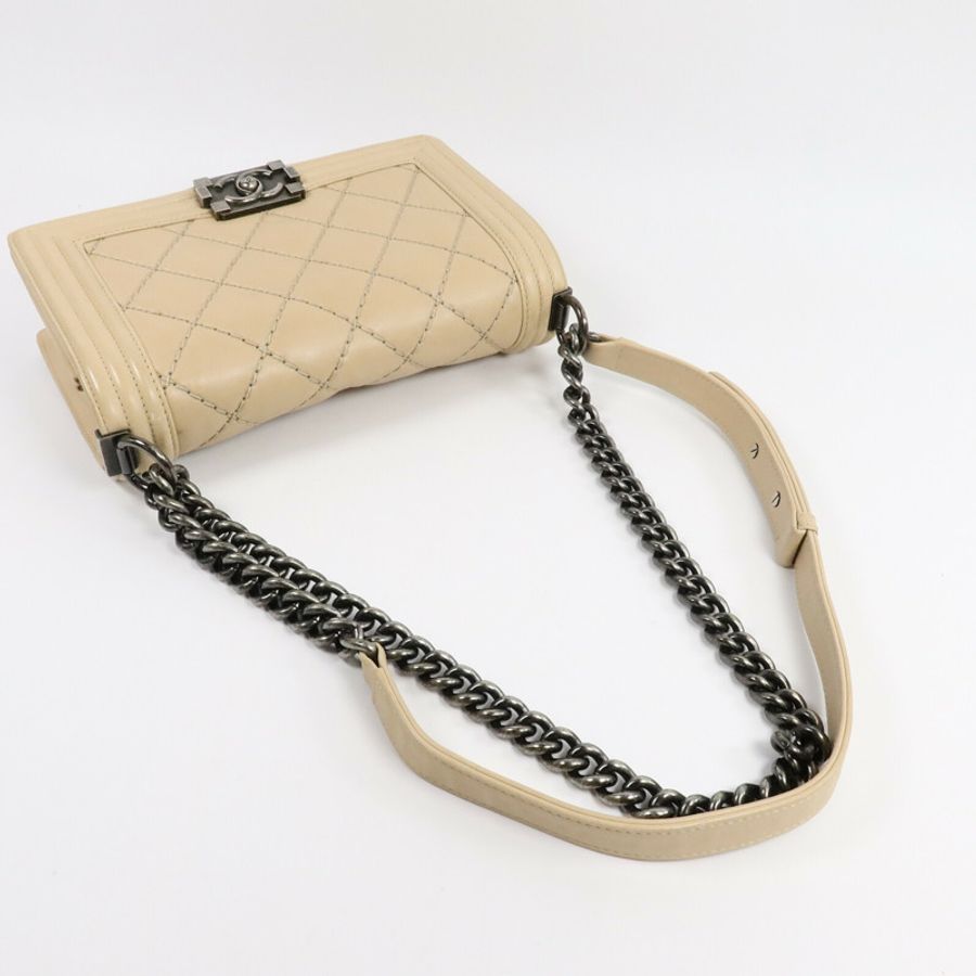 CHANEL 牛皮皮革Boy 25鏈帶肩背袋-8