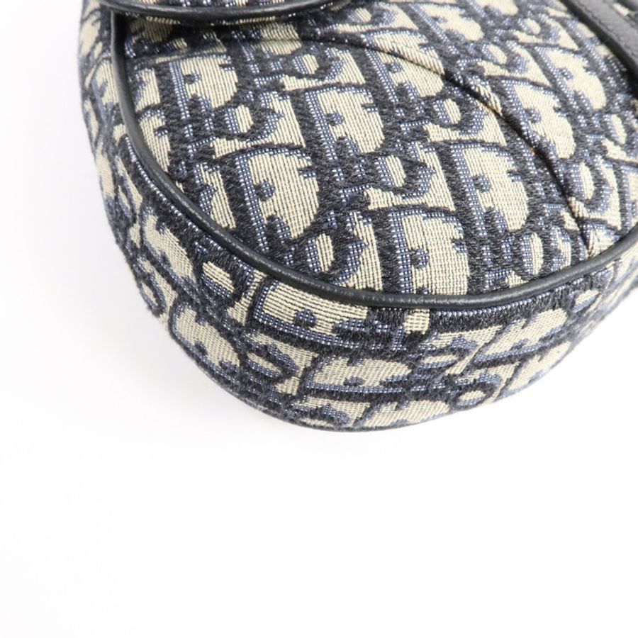 Dior 帆布Saddle Bag銀扣肩背袋-10