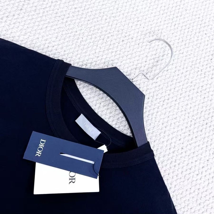 Dior 迪奧 黑色經典CD雙C刺繡小標圓領短袖T恤 基礎休閒款-2