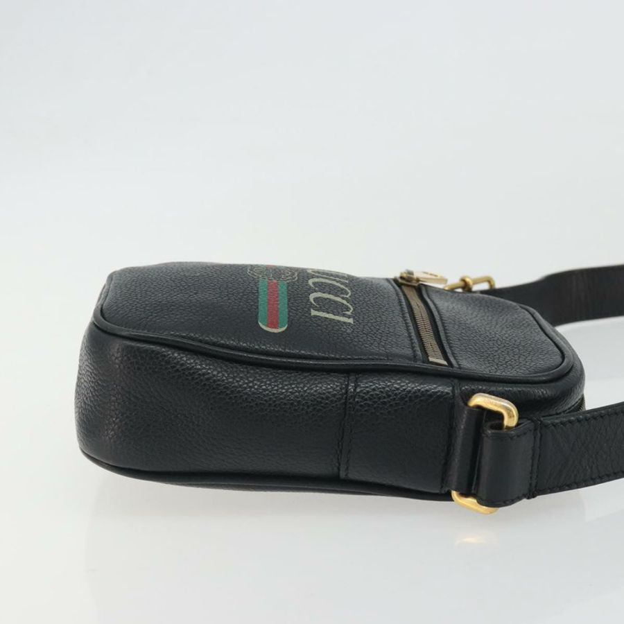 【日本直送】GUCCI Web Sherry Line 單肩包,黑色金色皮革,貨號 574803,正品編號 192453V-2