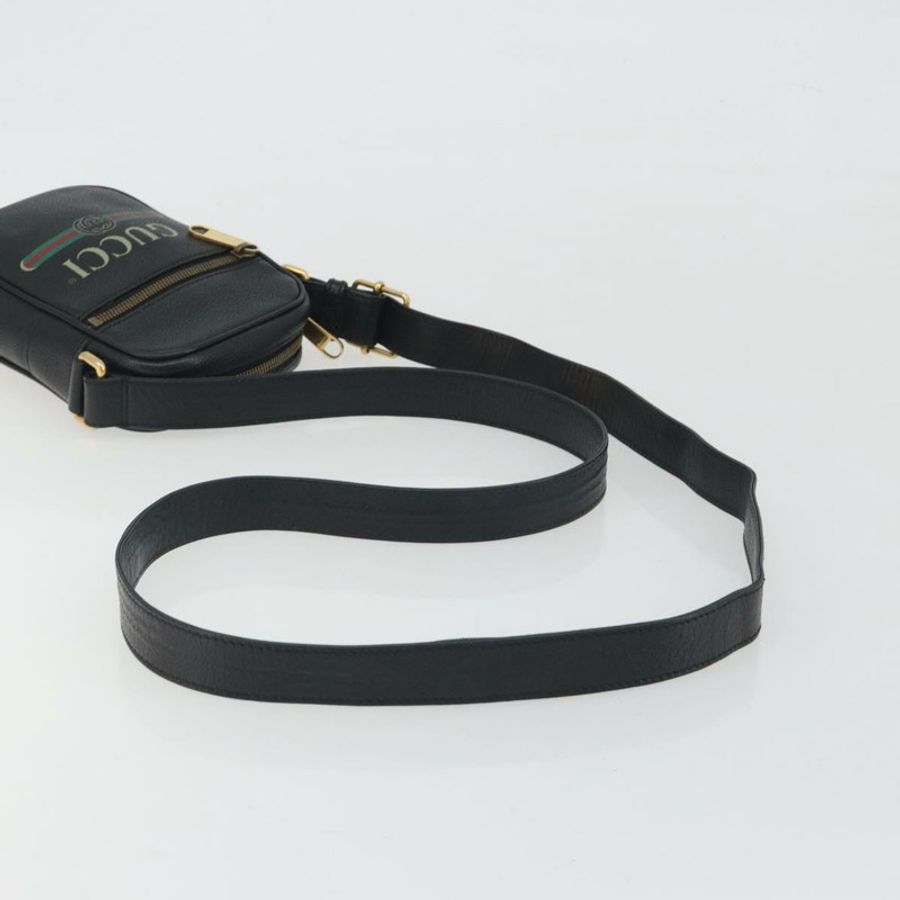 【日本直送】GUCCI Web Sherry Line 單肩包,黑色金色皮革,貨號 574803,正品編號 192453V-6