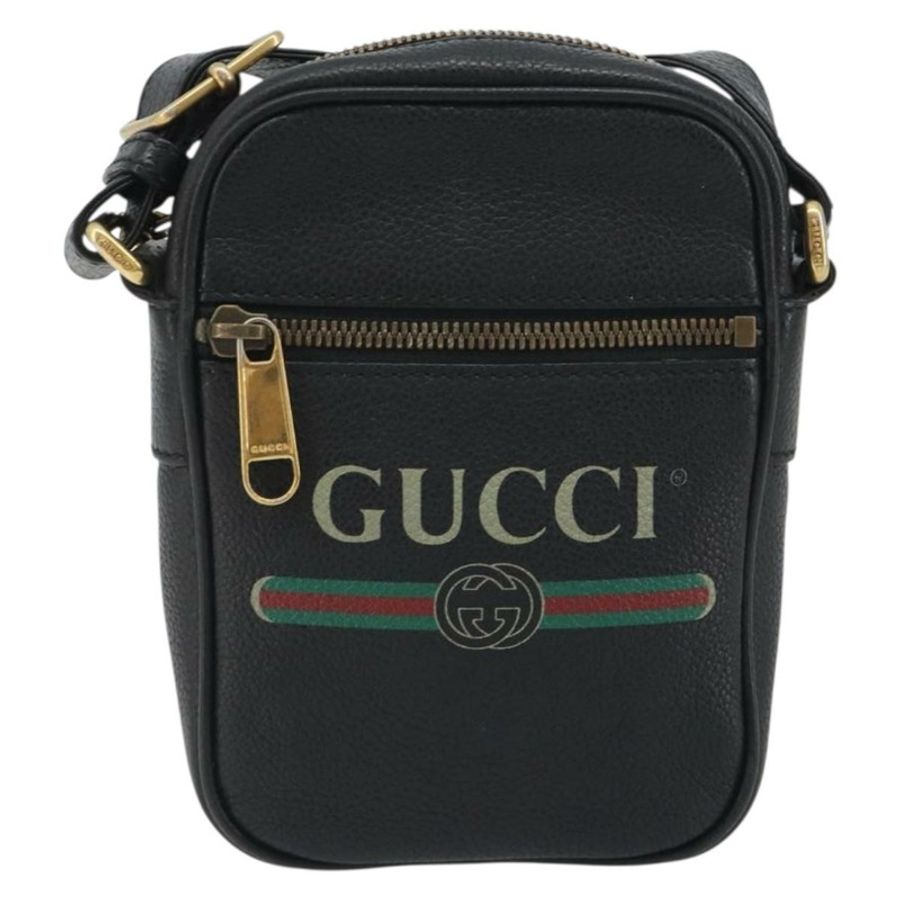 【日本直送】GUCCI Web Sherry Line 單肩包,黑色金色皮革,貨號 574803,正品編號 192453V-12