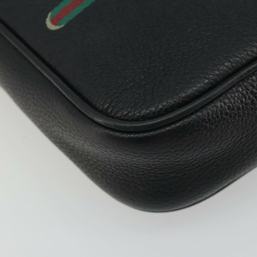 【日本直送】GUCCI Web Sherry Line 單肩包,黑色金色皮革,貨號 574803,正品編號 192453V-15