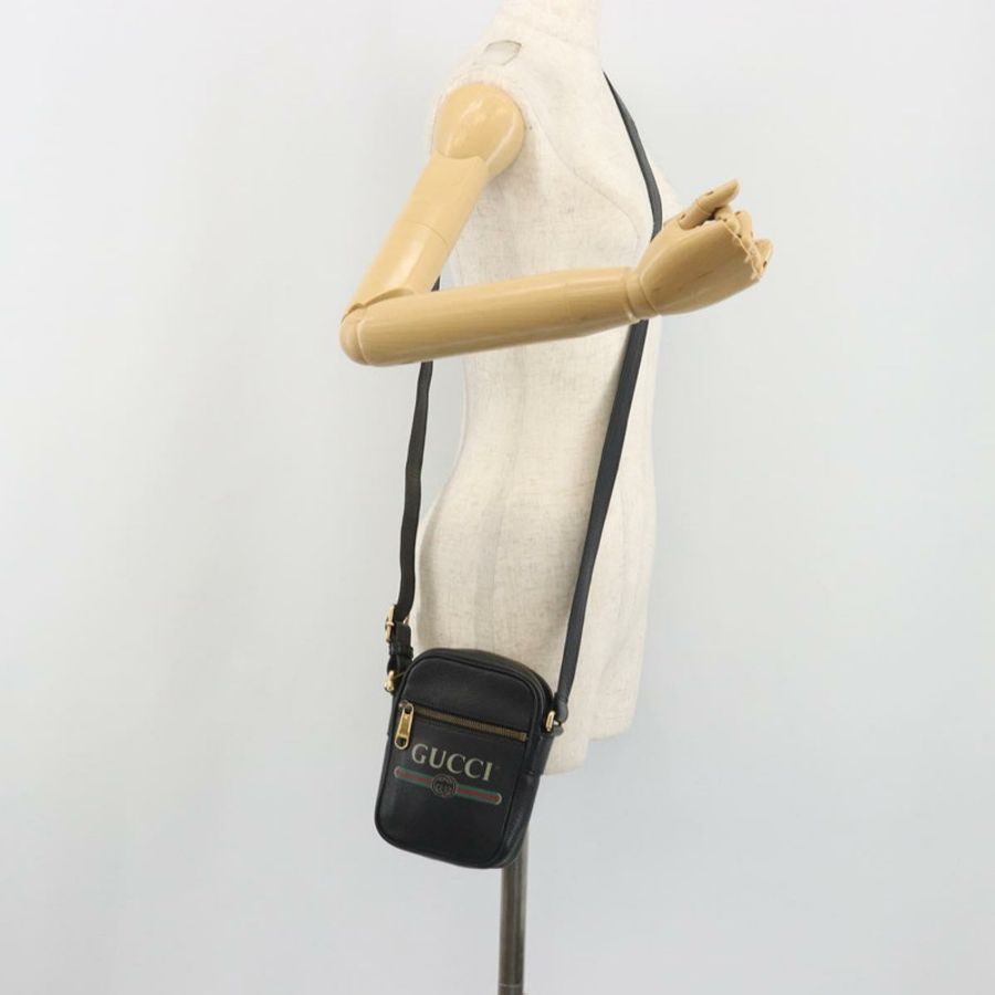 【日本直送】GUCCI Web Sherry Line 單肩包,黑色金色皮革,貨號 574803,正品編號 192453V-22
