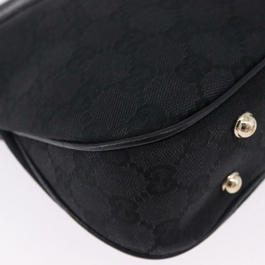 【日本直送】GUCCI 竹節肩背包 皮革 黑色 金色 137378 正品 194670V-15