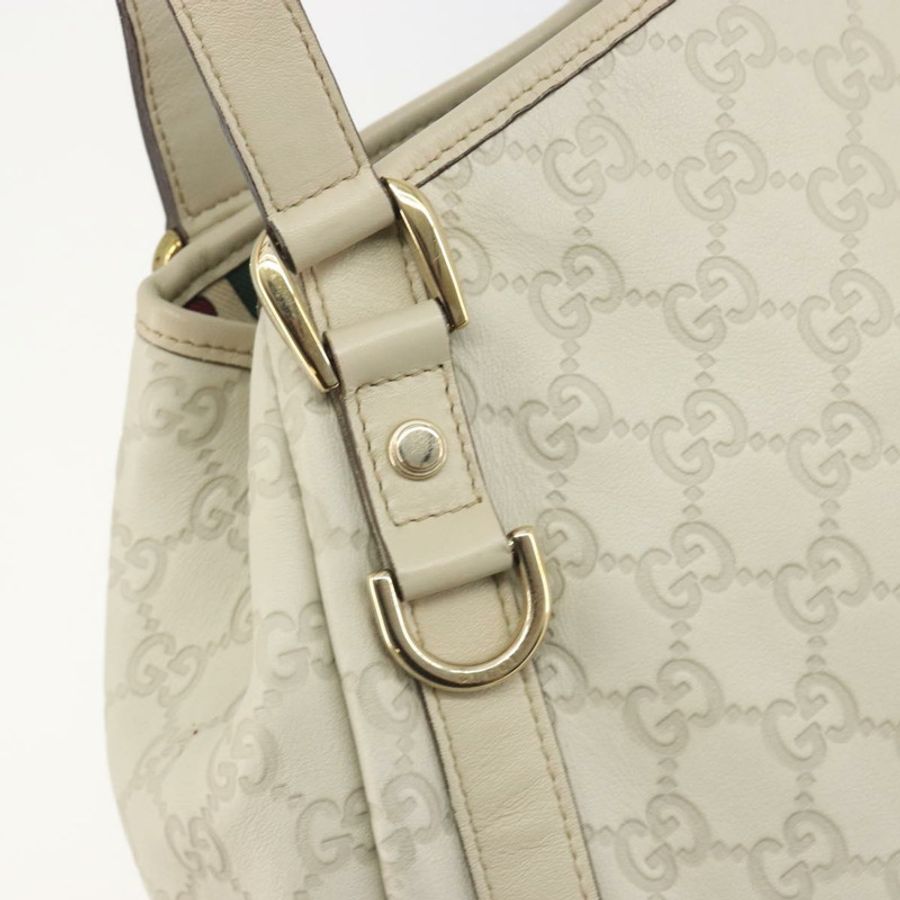 【日本直送】GUCCI GG帆布 Guccissima Abbey 手提包,皮革白色金色,貨號 130736,正品編號 194757V-16