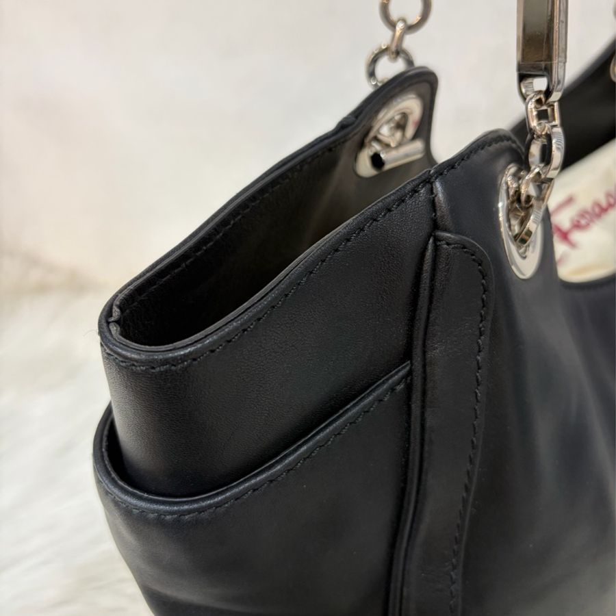 Salvatore Ferragamo 黑 牛皮 手提包 肩背包 購物包 BOOKTOTE-15