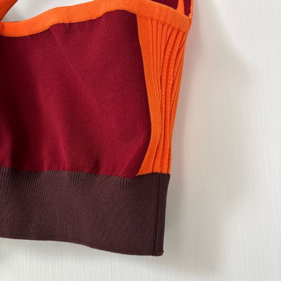 ::HERMES:: 酒紅色x橘 拼色瑜珈背心 Yoga Bra Yoga Top-5