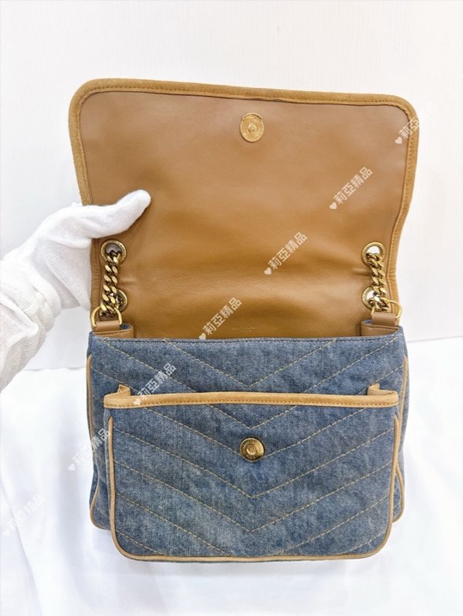 莉亞精品♡ YSL 633183 牛仔Niki 金標 D釦二手-7