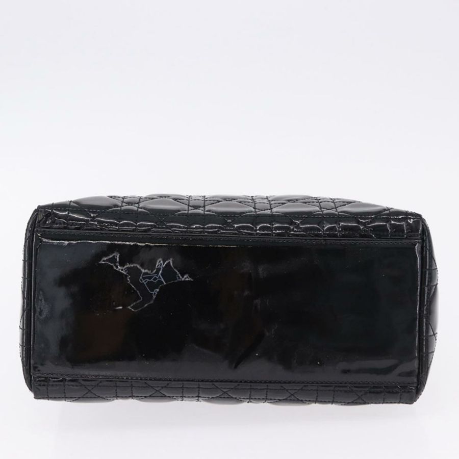 【日本直送】Christian Dior Lady Dior Canage 手提包，漆皮材質，黑色，金色，正品，貨號 194734V-4