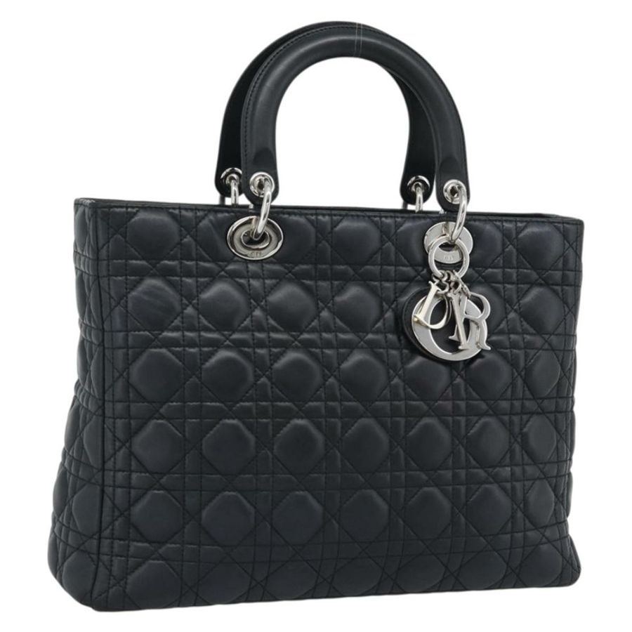 【日本直送】Christian Dior Lady Dior Canage 手袋,羊皮材質,黑色銀色,正品,貨號 194856V-0