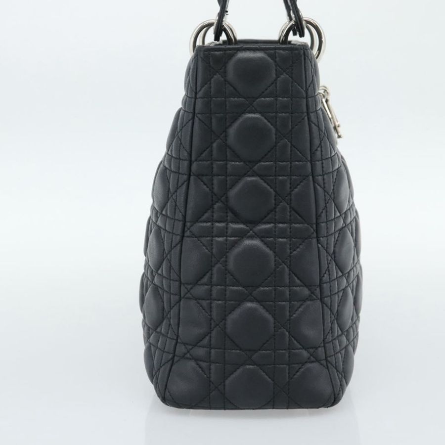 【日本直送】Christian Dior Lady Dior Canage 手袋,羊皮材質,黑色銀色,正品,貨號 194856V-2