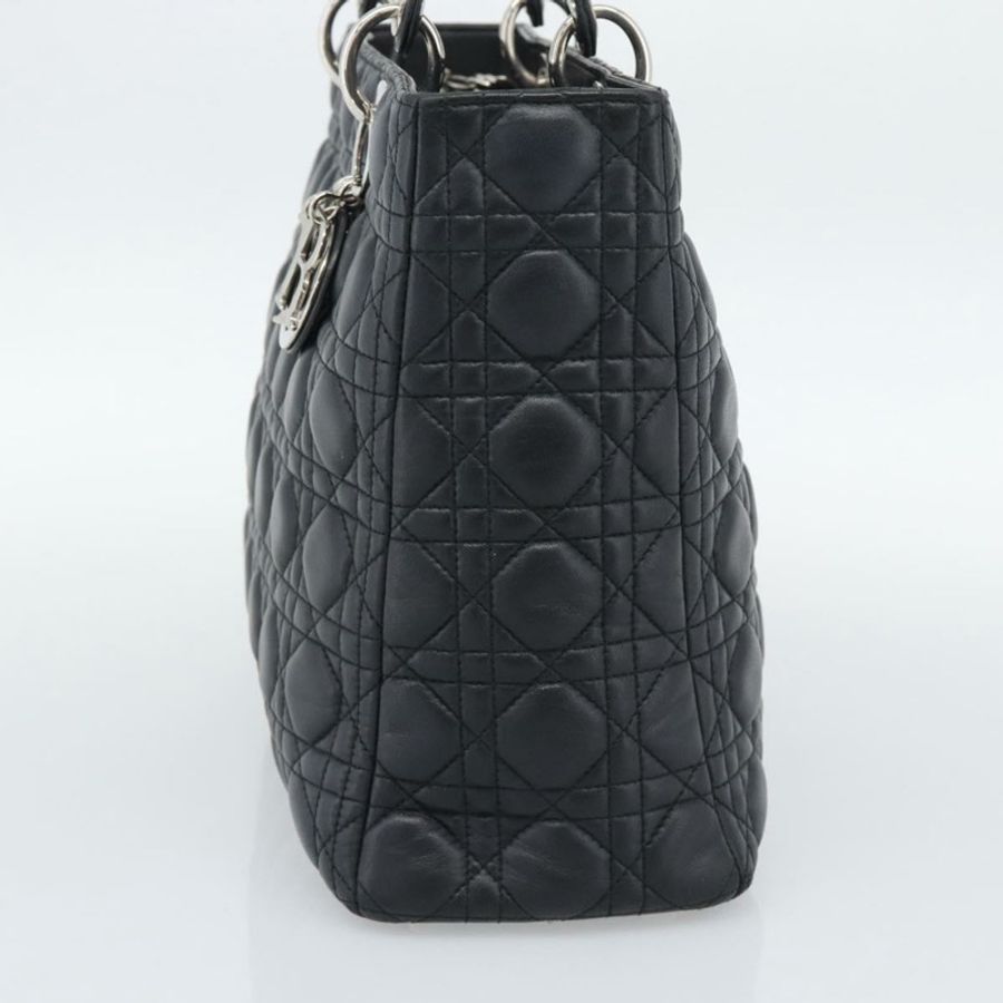 【日本直送】Christian Dior Lady Dior Canage 手袋,羊皮材質,黑色銀色,正品,貨號 194856V-3