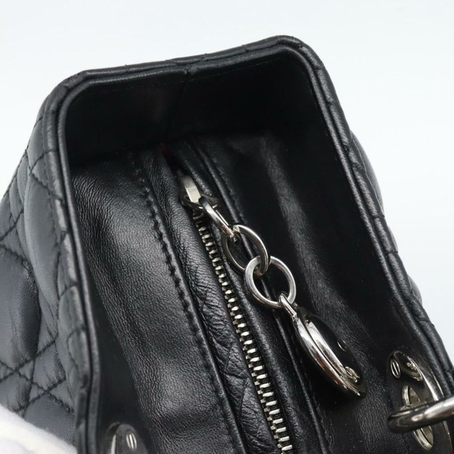 【日本直送】Christian Dior Lady Dior Canage 手袋,羊皮材質,黑色銀色,正品,貨號 194856V-9