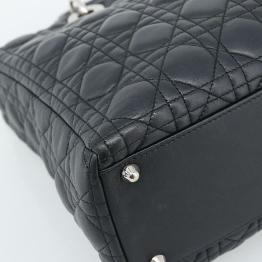 【日本直送】Christian Dior Lady Dior Canage 手袋,羊皮材質,黑色銀色,正品,貨號 194856V-13