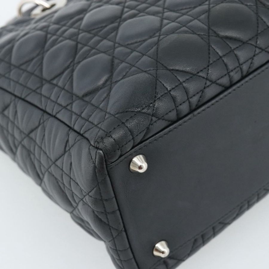 【日本直送】Christian Dior Lady Dior Canage 手袋,羊皮材質,黑色銀色,正品,貨號 194856V-15