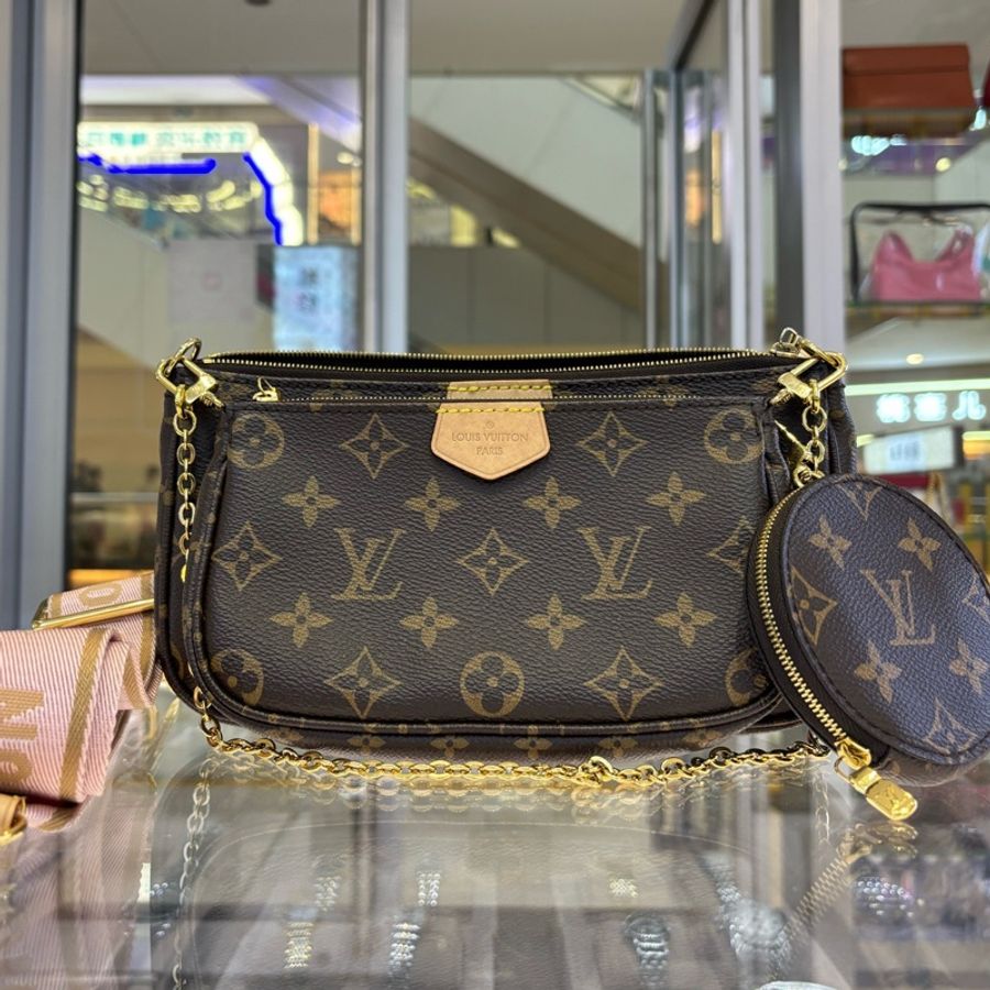 路易威登 Louis Vuitton 粉肩帶 五合一 芯片款-0