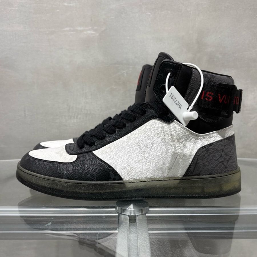 路易威登/Louis Vuitton LV 黑白高幫 老花板鞋 尺碼/UK6.5 40.5碼-2