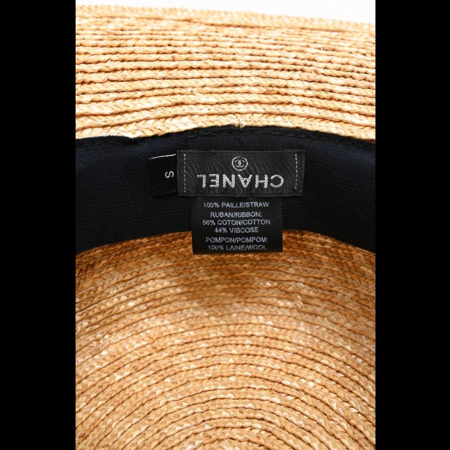 Chanel 19年红色装饰球编织草帽遮阳帽-8